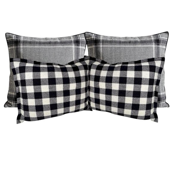 VTG Lauren Ralph Lauren Winter Cottage Wool Buffalo Plaid Sham Set Of 2 20x26 - Picture 2 of 16